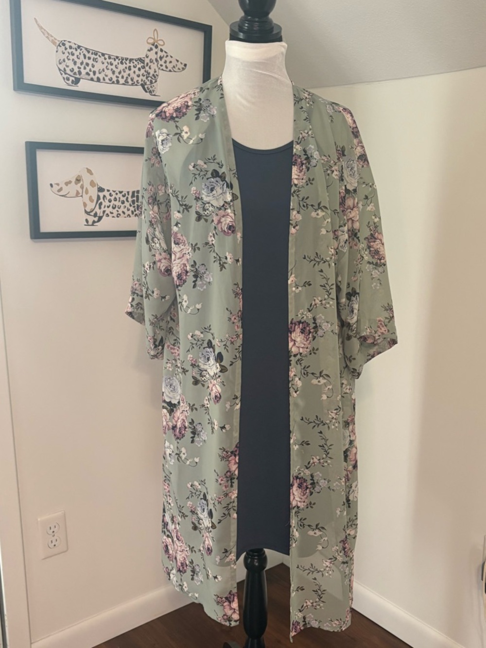 Wallflower Sage Green Floral Kimono Jacket
